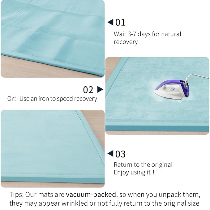 ACOMOPACK Baby Play Mat for Floor 1.3" Thick Memory Foam Play Mat 79"×118" Tummy Time Crawling with Non-Slip Bottom for Living Room,Nursery,Soft Velvet Playpen Mats for Kids,Infants（Light Blue）-Ruum Studio Home