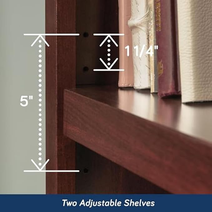 Sauder Miscellaneous Storage 3 Bookcase/Book Shelf, L: 35.28" x W: 13.23" x H: 43.78", Select Cherry finish-Ruum Studio Home