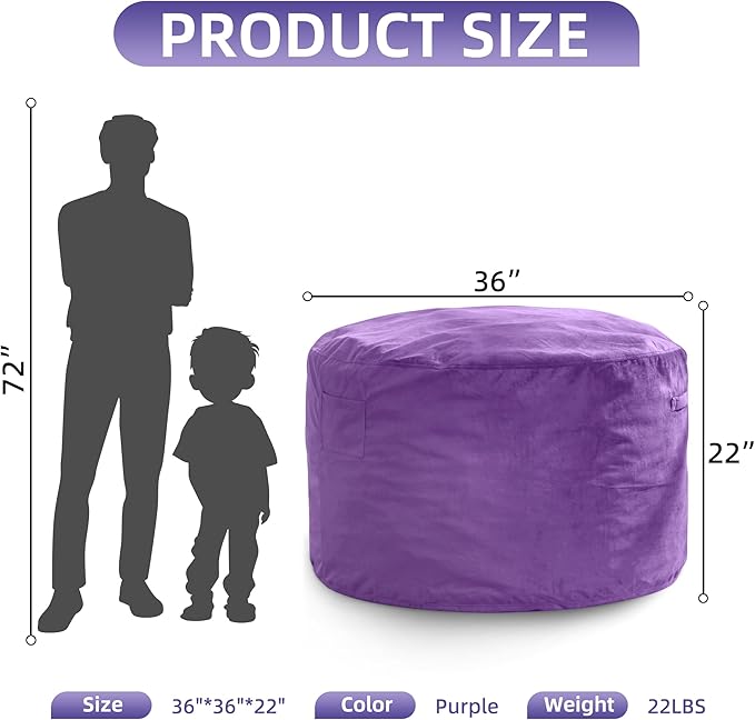 Hobestluk 3FT Bean Bag Chair Giant Bean Bag Chairs for Adults Large Bean Chairs with Removable Cover, Beanbag Chair with Filler, Adult Bean Bag Chairs for Living Room, Bedroom-Ruum Studio Home