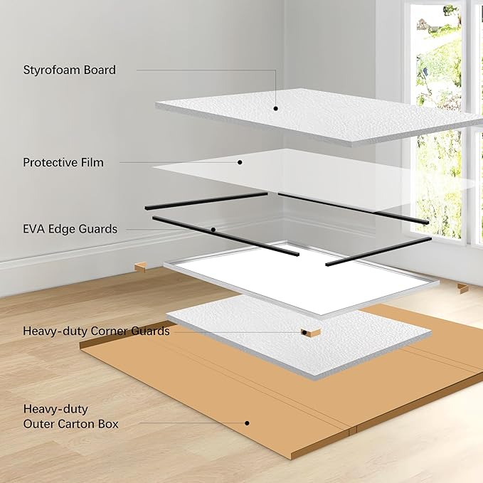 Silver Bathroom Mirror, 30x30 Inch Rectangular Framed Mirror, Large Wall Mounted Bathroom Vanity Mirror Over Sink for Bedroom,Restroom, Living Room, Hangs Vertically or Horizontally-Ruum Studio Home