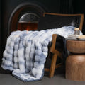 EVERGRACE Ultra Soft Luxury Fluffy Ridgeline Faux Rabbit Fur Throw Blanket, Thick Warm Bubble Throw for Bed, Cozy Plush Reversible Blankets for Couch, Chair, Sofa, Cloud Blue, 50x60 Inches, 870 GSM-Ruum Studio Home