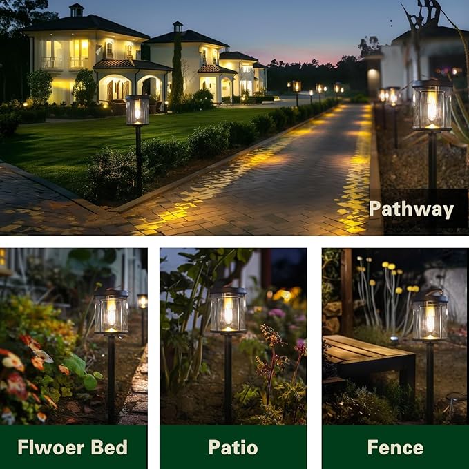 EcoGreen Outdoor Pathway Solar Light, 4pcs Pack,Garden Patio Balcony Walk Way Lights, Aluminum Leg, 5000K Daylight, Waterproof, 4.76 * 23.07in-Ruum Studio Home