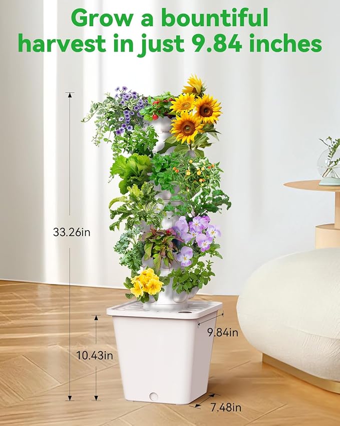 Vertical Hydroponics Growing System Kit, Indoor Outdoor Gardening System Kits, Herb & Fruits Growing Tower, 6 Layer 30 Pods-Ruum Studio Home