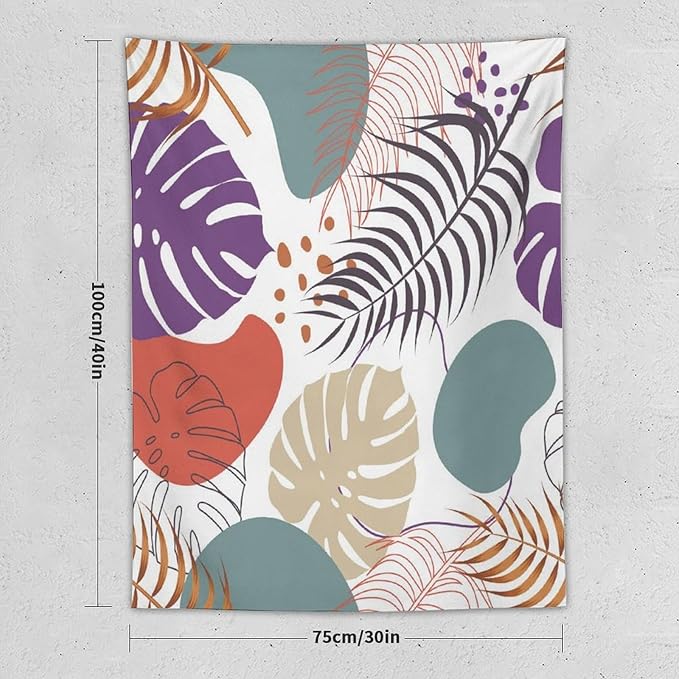ICMOLYYENLO Tropical Green Leaves Tapestry, Exotic Leaves Beautiful Bedroom Wall Hanging, Floral Poster Blanket for Bedroom Living Room Dormitory Apartment 50x60 Inch-Ruum Studio Home