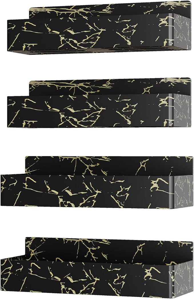 Magnetic Spice Rack for Refrigerator, Kitchen Organizer and Storage Shelf, Black Gold(4 Pack)-Ruum Studio Home