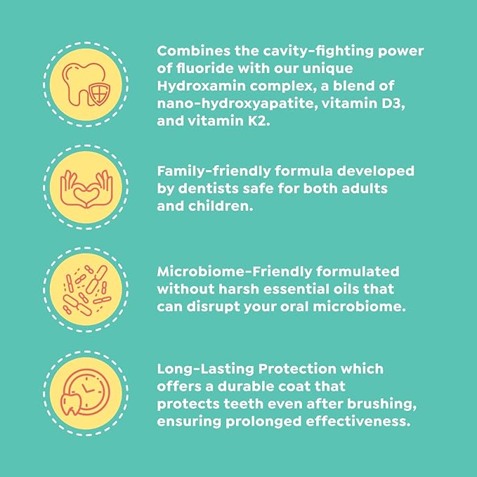 Fluoride Toothpaste - Adults & Kids, Fights Cavities, Whitens, Nano Hydroxyapatite, Dentist Developed, Safe Clean Ingredients, Gentle on Sensitive Teeth, Vitamins D3 & K2, 4 Tasty Flavors-Ruum Studio Home