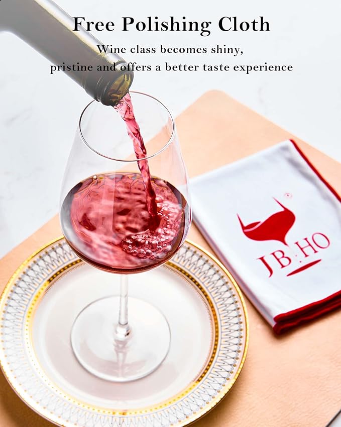 JBHO Hand Blown Italian Style Crystal Bordeaux Wine Glasses - Great Gift Packaging - Red Wine Glasses Lead-Free Premium Crystal Clear Glass - Set of 2-18 Ounce-Ruum Studio Home