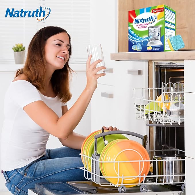 NATRUTH Dishwasher Cleaner And Deodorizer Tablets -30 Pack for Deep Cleaning, Deodorizing & Protecting, Prevents Buildup.Heavy Duty And Septic Safe.Clean Dish Washer For Limescale, Odor, Smell (Lemon)-Ruum Studio Home