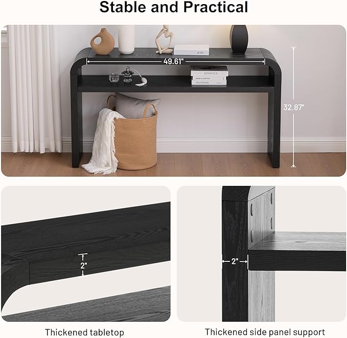 BECHAEO 59-Inch Long Console Table, 2-Tier Thickened Narrow Entryway Table, Farmhouse Console Tables Behind Couch, Retro Industrial Hallway Accent Tables for Living Room, Entrance-Ruum Studio Home