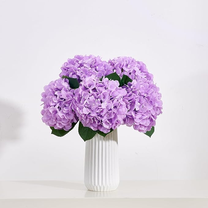 8pcs Lavender Fake Flowers Silk Hydrangea Artificial Flowers Bouquets Faux Hydrangea Stems for Home Table Centerpieces Wedding Party Decoration-Ruum Studio Home