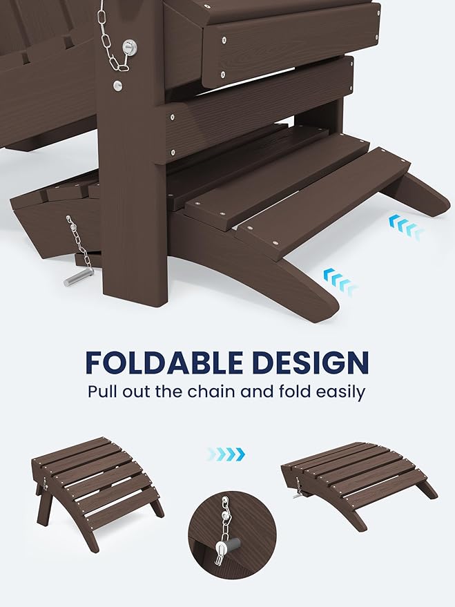 KINGYES Folding Adirondack Ottomans Set of 2 for Adirondack Chair, Coffee-Ruum Studio Home