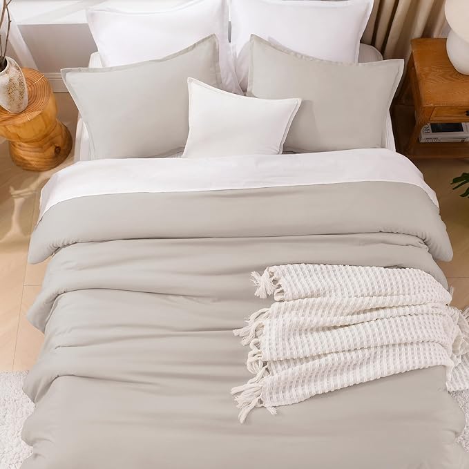 Litanika Linen Super King Plus Comforter Set, 3 Pieces Linen Lightweight Solid Super King Plus Bedding Comforter Set, All Season Fluffy Bed Set (1 Comforter & 2 Pillowcases)-Ruum Studio Home