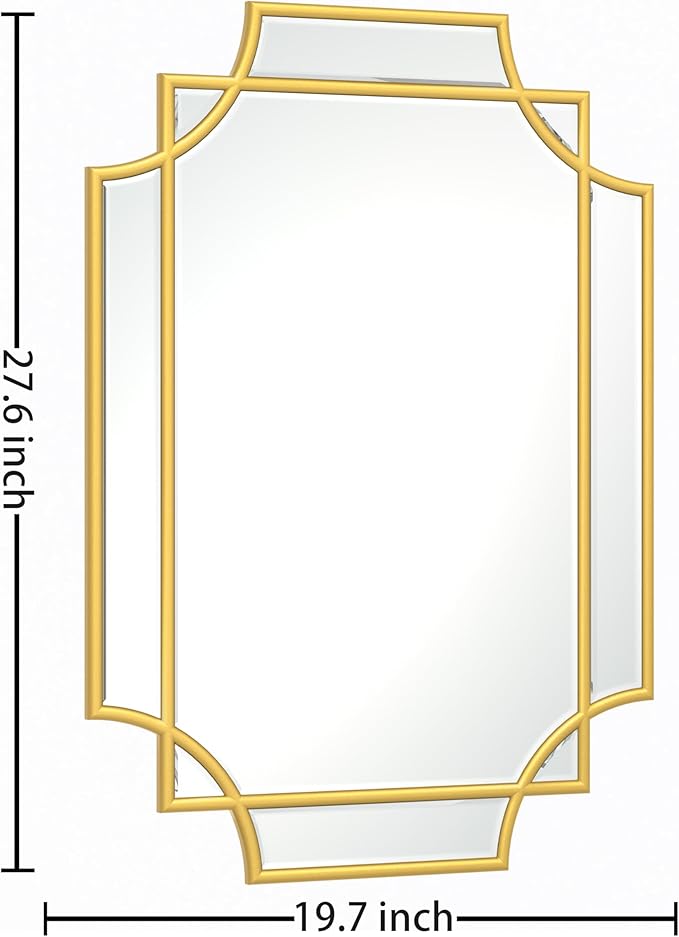 Bathroom Mirror for Wall Gold Farmhouse Wall Vanity Mirror for Over Sink Wood Framed Beveled Mirrors Deco（20 * 28IN/Gold）-Ruum Studio Home