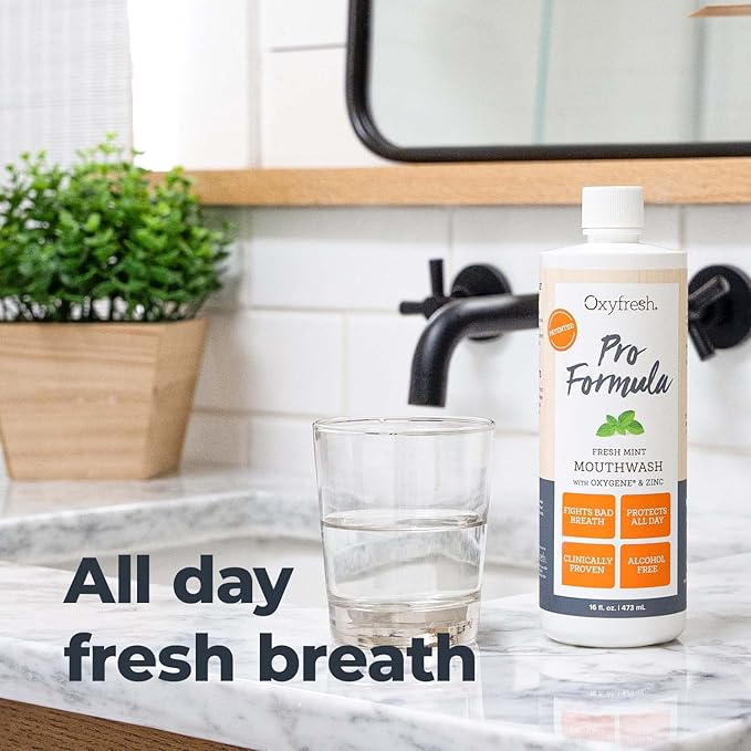 Oxyfresh Pro Formula Fresh Mint Mouthwash – Patented Zinc Mouthrinse for Fresh Breath & Soothing Gums – Dye Free, Fluoride Free, Alcohol Free Mouthwash – 3 Bottles, 16 oz. ea.-Ruum Studio Home