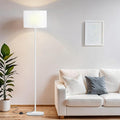Ambimall 60'' Modern Floor Lamp with Shade, Tall Lamps for Living Room, Bedroom, Office, Dining Room, White Shade with White Pole(Without Bulb)-Ruum Studio Home