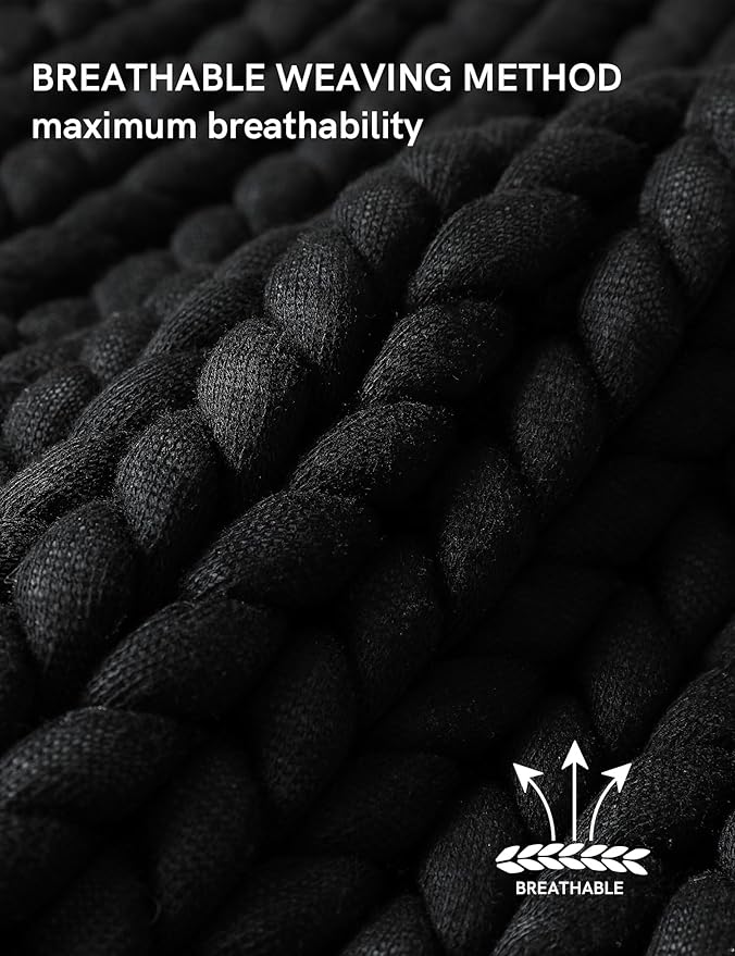 YnM Chunky Throw Blanket, Medium-Weight, Hand Knitted, Skin Friendly, Ventilated and Breathable, Machine Washable, Home Décor Piece for Couch, Sofa and Bed (Black, 60x80 Inch)-Ruum Studio Home