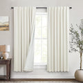 Neutral Rustic Nursery Blackout Curtains for Bedroom 58 Inches Long Cream Ivory Insulated Thermal Curtains for Summer Heat Blocking Linen Custom Drapes Back Tab Pleated Industrial Farmhouse 58 Length-Ruum Studio Home