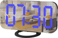 Digital Alarm Clock,Mirror Surface LED Electronic Clocks,with USB Charger,Snooze Model, Auto/Custom Brightness,for Office Table Bedroom Nightstand(Black-Blue)-Ruum Studio Home