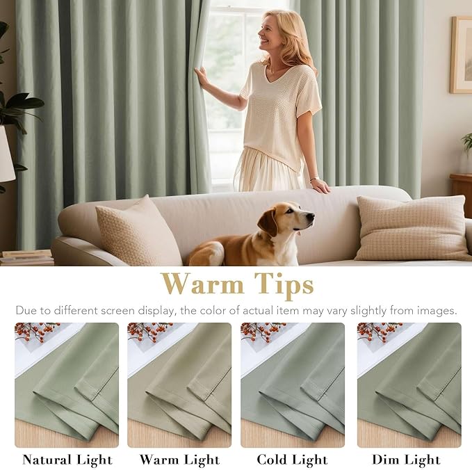 H.VERSAILTEX Blackout Curtains for Bedroom Thermal Insulated Room Darkening Living Room Curtains 84 Inch Long Grommet Privacy Protection Window Curtain Panels/Drapes for Nursery,2 Panels,Light Sage-Ruum Studio Home