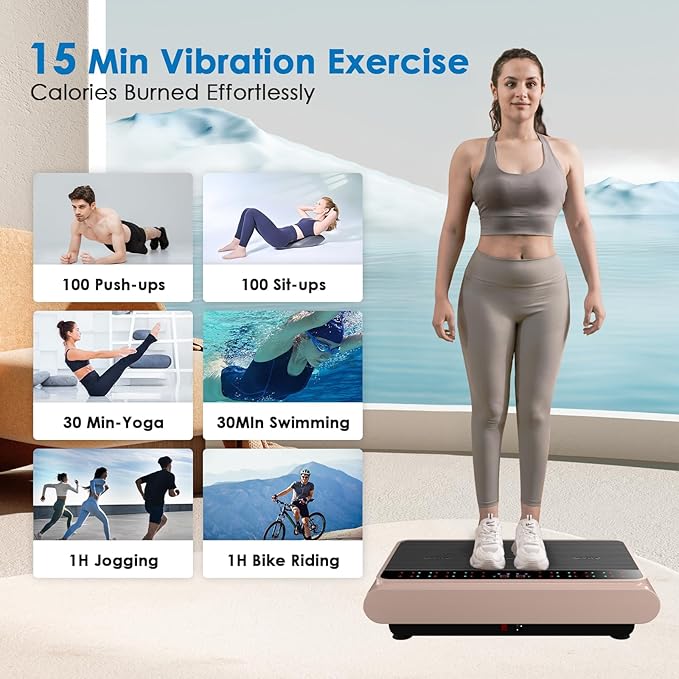 Vibration Plate Exercise Machine - Whole Body Workout Vibration Platform Lymphatic Drainage Machine for Weight Loss Home Fitness with Resistance Bands Remote-Ruum Studio Home