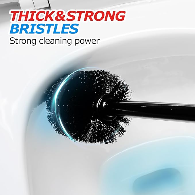 2Pack 2 in 1 Toilet Brush and Plunger Set, Extended Handle Plunger,Toilet Bowl Brush Plunger Set,Clean Gloves,Cleaning Tools,Cleaning Brush,Cleaning Supplies,Toilet Brush Plunger Combo,Black-Ruum Studio Home