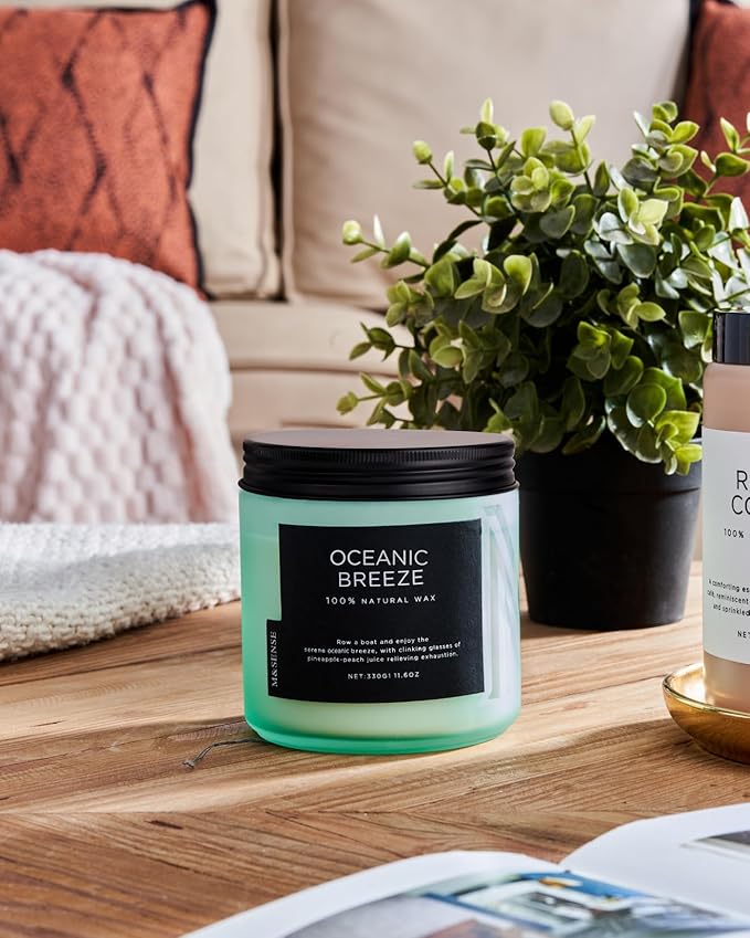 M&SENSE Candle Oceanic Breeze Scented, 11.6oz 70 Hour Long Lasting 2 Wick Pineapple & Mango Scent Natural Soy Candles for Home Scented, Stress Relief Gifts for Women/Men-Ruum Studio Home