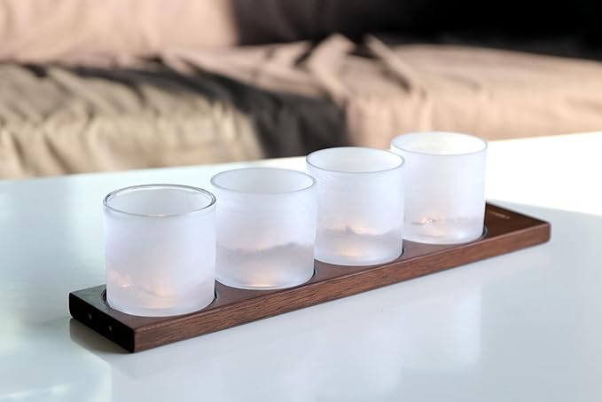 American Peaks Heavy Crystal Whiskey Glasses Gift Set of 4, Thick Freezable Bourbon Glass 1lb Each, Premium Whiskey Gifts for Men, Frozen Crystal Chills Cocktails, 10 oz-Ruum Studio Home