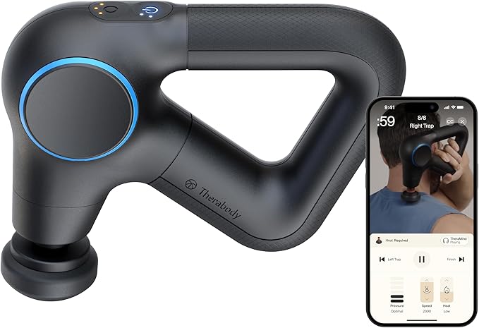 TheraGun Therabody Prime Plus Heated, Powerful Massage Gun for Enhanced Warm-Up & Workout Recovery - Quiet Deep Tissue Massager for Body and Back Pain Relief - Leg & Back Massager with Heat-Ruum Studio Home