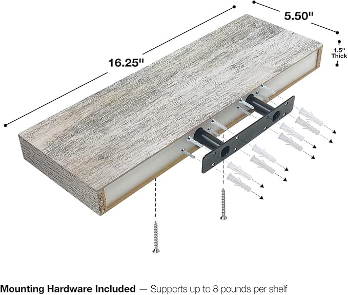 Sorbus Floating Shelves - 3 Pack 16 Inch Rustic Grey Blue Rustic Wall Shelves for Bedroom, Kitchen, Living Room, Bathroom Shelves, Home Decor, Office - Floating Shelf for Trophies, Frames-Ruum Studio Home