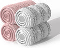 JOYMOOP Mop Replacement Pads, Reusable Microfiber Mop Pads for 13-inch Flat Mop and Mop Bucket Set, Pack of 4 Refills - Stripe and Pink-Ruum Studio Home