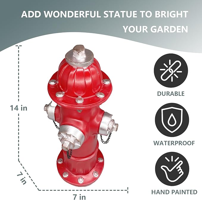 Elenon Garden Fire Hydrant Outdoor Statue Decorative for Dog to Peed on, 14.5" Fire Hydrant Puppy Pee Training Post, Gadrden Yard Lawn Backyard Ornament Decoration Firefighter Gifts for Men-Ruum Studio Home