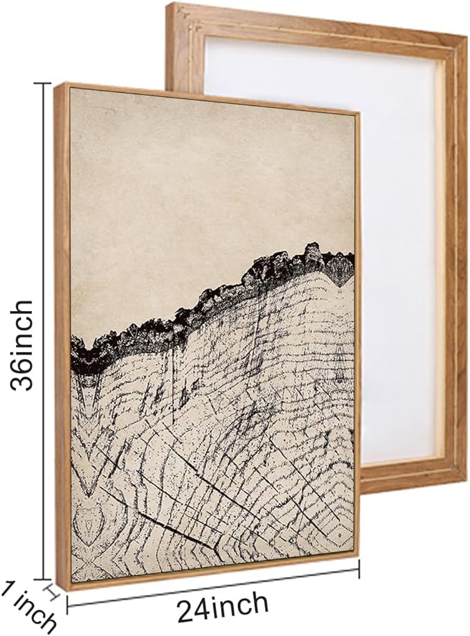 HPINUB Vintage Wood Tree Rings Wall Art Set, Framed Canvas Paintings, Black and White Nature-Inspired Decorative for Modern Home Decor for Living Room, Bedroom, Dining Room, Office- 24"x36"x3-Ruum Studio Home