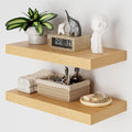 Heimlove 12" Deep Floating Shelves for Wall, 24 Inch Wall Shelf Bathroom Shelves Set of 2, Wall Mounted Shelves for Books Living Room Laundry Room Bedroom Kitchen Home Office, Oak-Ruum Studio Home