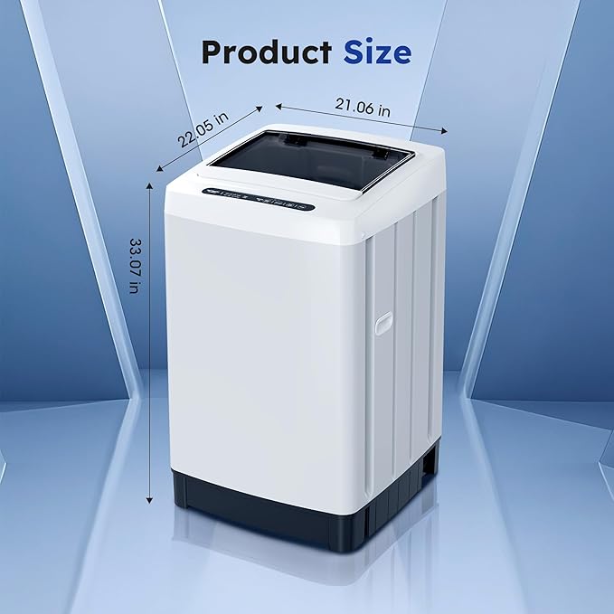 Compact Top-Load Washing Machine, Full-Automatic 1.5 Cu.ft Washer with 10 Water Levels & 8 Wash Programs for Apartment, Home, Dorm and RVs-Ruum Studio Home