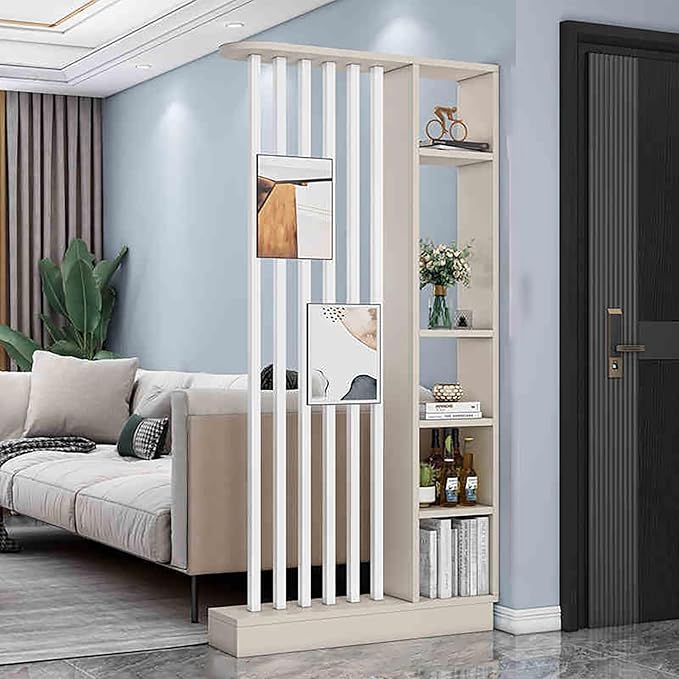 Wall Room Divider,Freestanding Room Divider with Shelves,Wood Room Divider Screen with Storage Cabinet, Wall Divider for Room Separation, for Home Office Decorative G 39.4×9.4×78.7in-Ruum Studio Home