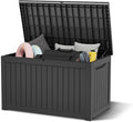 KAMABOKO 230 Gallon Outdoor Storage Box, Resin Deck Boxes Indoor and outdoor, Waterproof Storage Box Lockable Lid for Garden Tools, Package Delivery, Patio Cushions, Black-Ruum Studio Home