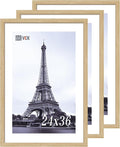 VCK 24x36 Oak Poster Frame 3 Pack, Natural Solid Wood Picture Frames, Wall Mounting Hanging-Ruum Studio Home