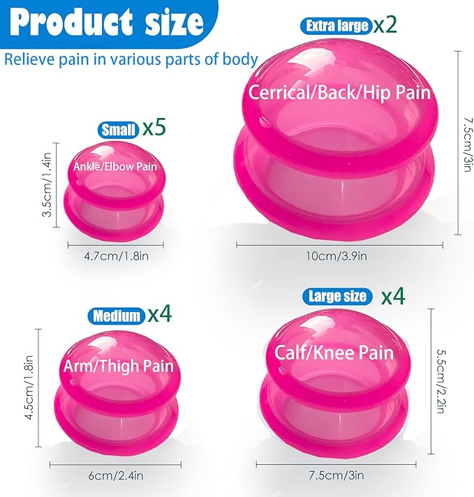 15Pcs Cupping Therapy Set-Professional Silicone Cupping, Suitable for Facial Body Massage/Deep Myofascial Release/Pain Relief/Muscle Relaxation & More (Rose Red,15pcs)-Ruum Studio Home