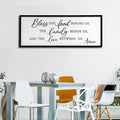 Bless the Food Before Us, the Family Beside Us, and the Love between us Framed Wall Art for Christian God Jesus Christ Prayer, 40''×15'' Positive Holy Religious Rustic Bible Verse for Dining Room-Ruum Studio Home