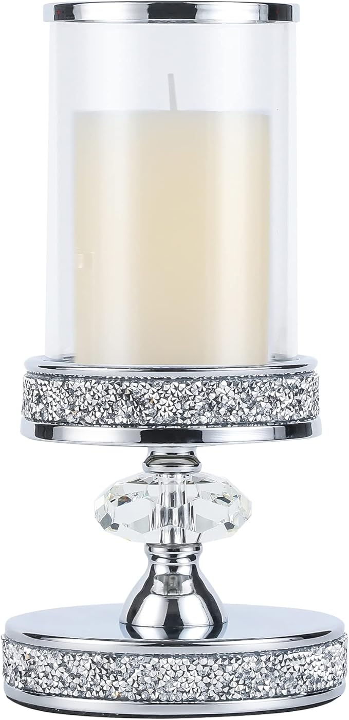 Candle Holder for Pillar Candle, Pillar Candle Holders for Wedding, Coffee Dining Table, Christmas, Table Centerpieces, Home Décor ZXC048D (1 Crystal Ball)-Ruum Studio Home