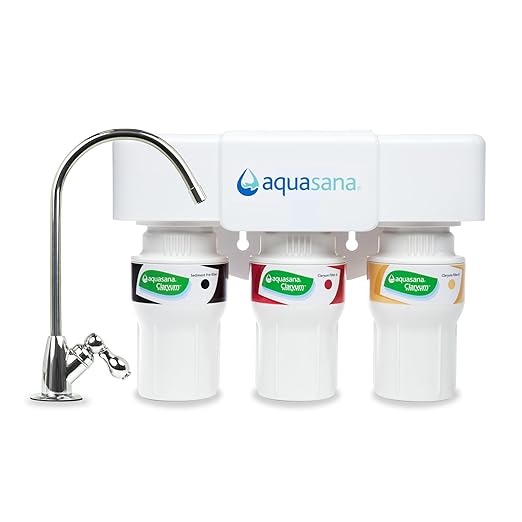 Aquasana Under Sink Water Filter System - Reduces PFAS, Lead, & Chlorine in Drinking Water - Under Counter Claryum Filtration for Kitchen - 3-Stage - Chrome Faucet - AQ-5300.56-Ruum Studio Home