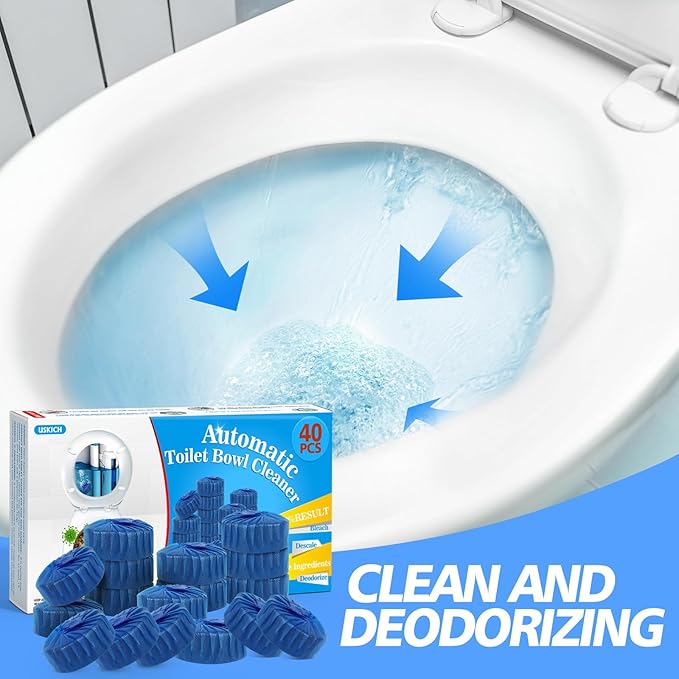 Toilet Bowl Cleaner Tablets 40 PACK, Blue Automatic Toilet Cleaner with Bleach, Using Sustained-Release Technology for Deodorizing & Descaling,Household Toilet Tank Cleaners for Against Tough Stains-Ruum Studio Home