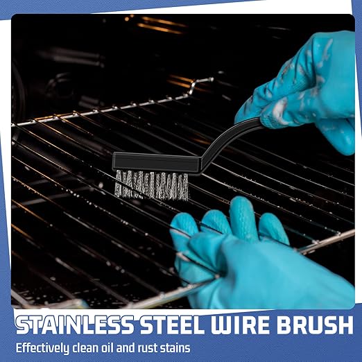 60 Pcs Mini Wire Brush Set Stainless Steel Wire Bristle Scratch Brush Small Metal Brush for Cleaning Curved Handle Masonry Welding for Cleaning Welding Slag and Rust Tool, Black, 6.7 Inches-Ruum Studio Home