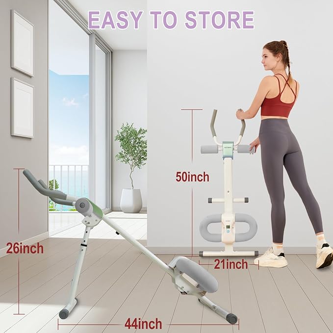 Ab Workout Equipment Abdominal Trainer, Adjustable Ab Machine at Home Gym, Foldable Abdominal Exercise Machine, Core & Ab Trainer Machine for Stomach Workout with LCD Monitor-Ruum Studio Home