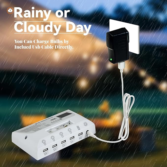 Solar Powered Indoor & Outdoor Pendant Lights with 4 LED Bulbs, Each 5m Cord, Waterproof, 6000mAh Battery for Yards, Gardens, Patios, Camping, RVs & Sheds-Ruum Studio Home