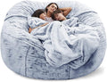 Big Huge Giant Bean Bag Chair for Adults, (No Filler) Bean Bag Chairs in Multiple Sizes and Colors Giant Foam-Filling Required- Machine Washable Covers, Double Stitched Seams (Snow Gray,7FT)-Ruum Studio Home