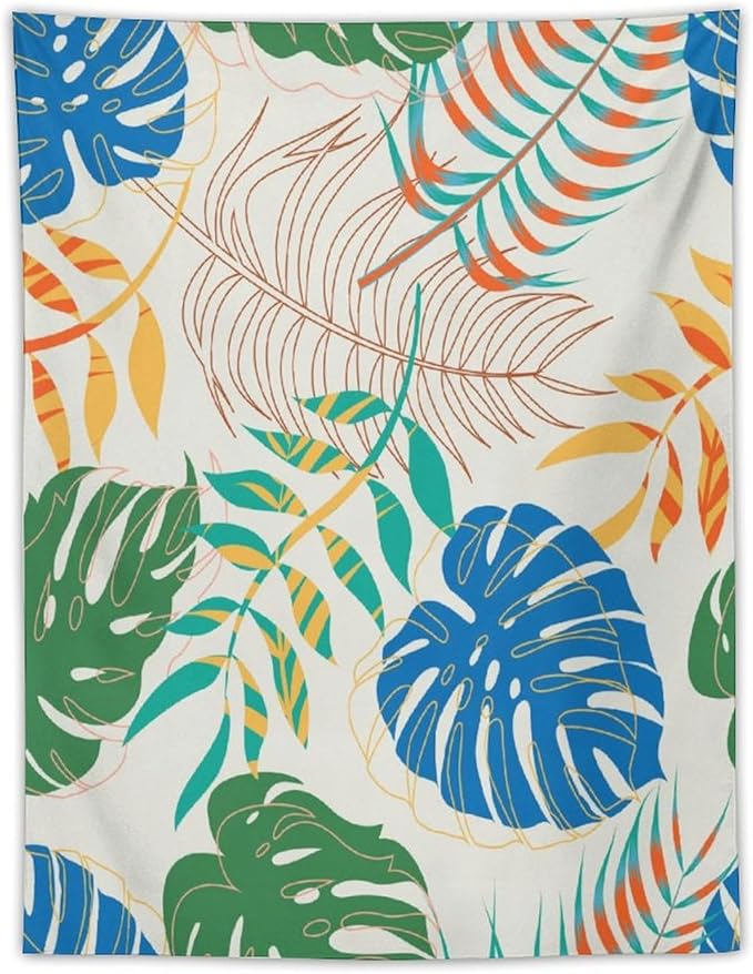 ICMOLYYENLO Tropical Green Plant Tapestry, Green Palm Leaves Natural Landscape Print Wall Tapestry for Bedroom Living Room Dormitory 60x60 Inch-Ruum Studio Home