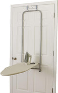 Household Essentials 144222 Over The Door Small Ironing Board with Iron Holder, Natural Cotton Cover Silver-Ruum Studio Home