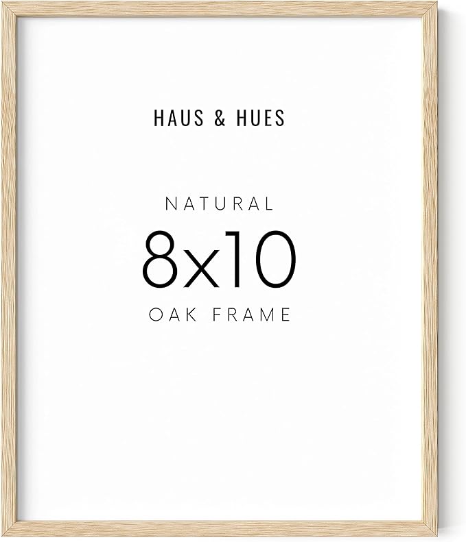 HAUS AND HUES Beige Oak Wood 8x10 Picture Frame - Modern Wood Wall Art Display - Lightweight 8x10 Frame for Art Prints, Photos, Posters - Ready-to-Hang Vertically & Horizontally-Ruum Studio Home