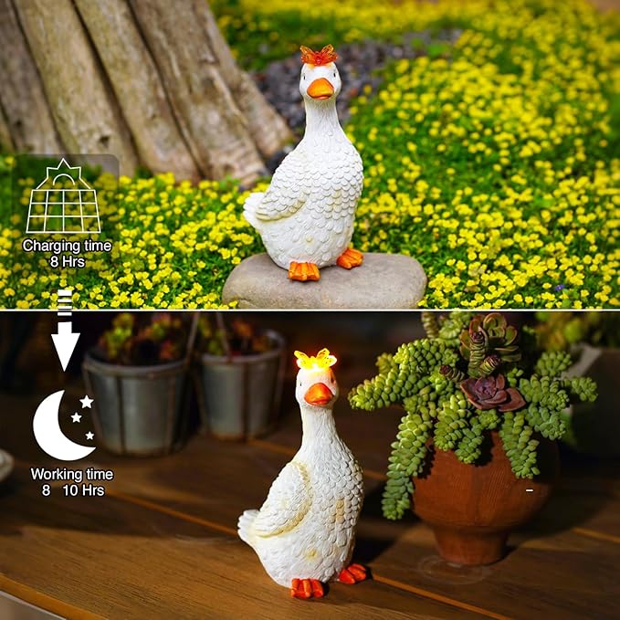 Goodeco Porch Goose Statue with Butterfly - Outdoor Garden Goose Decor for Yard, Unique Gifts for Mom & Garden Lovers (Off White)-Ruum Studio Home